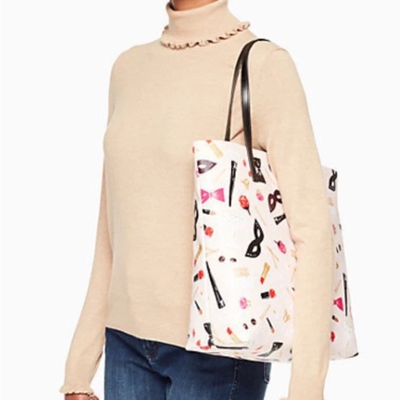 Kate Spade Mask and Makeup Print Tote - Picture 2 of 11